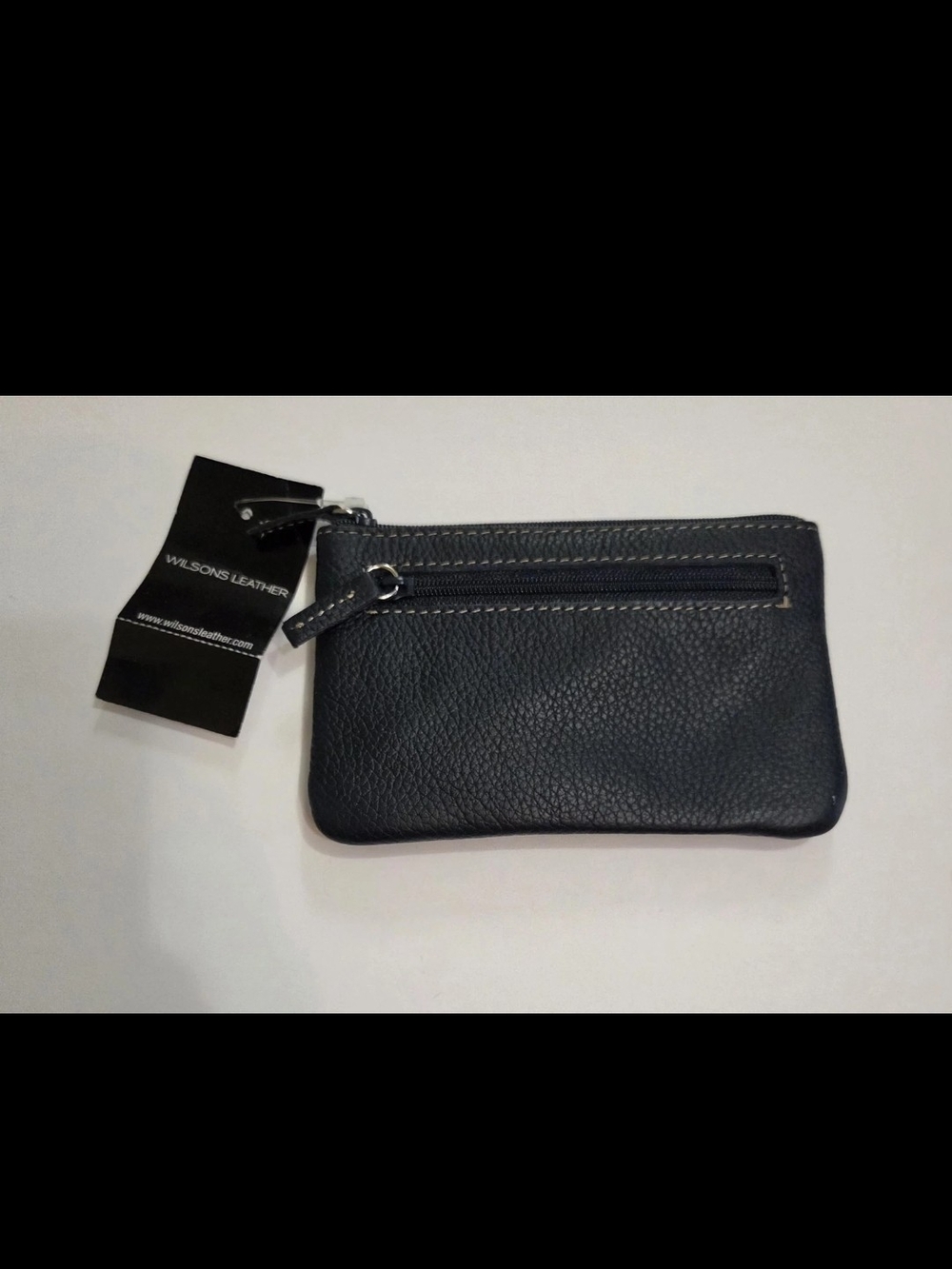 Wilsons Leather Blue Leather Zip Card & Coin Holder
